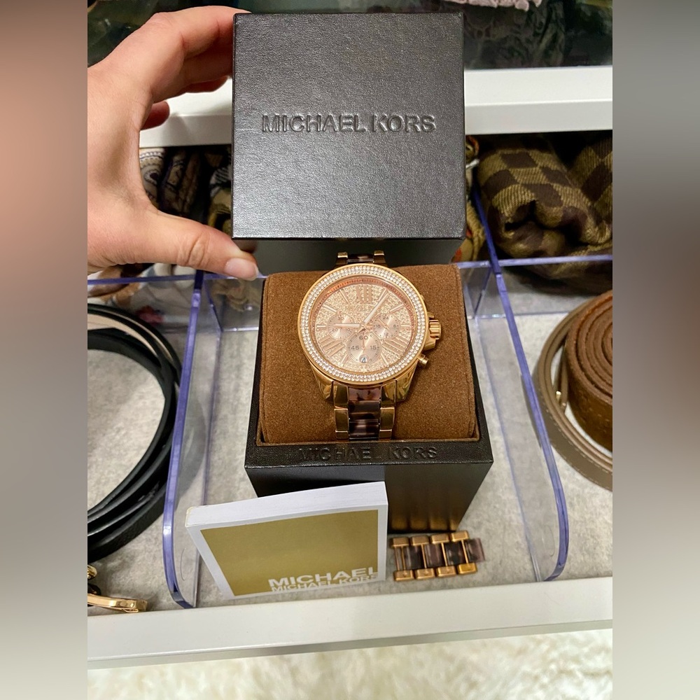 MICHAEL Michael Kors Sparkling Rose Gold and Tortoise Watch - Picture 4 of 7